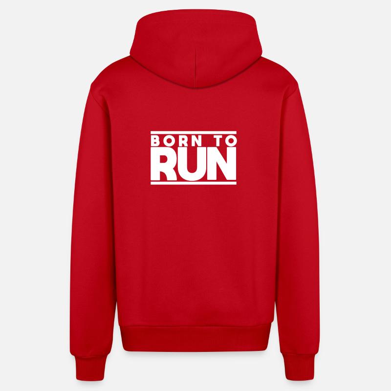 Né à la course - Veste à capuche bio décontractée fabriquée en UE - rouge