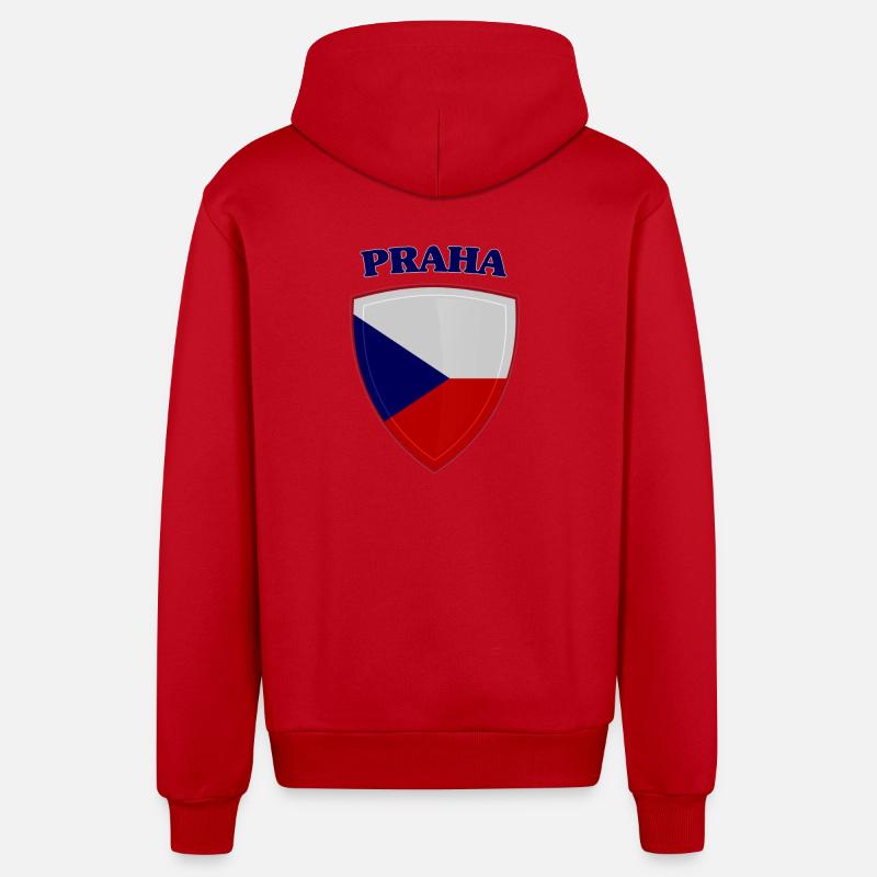 Prague - Veste à capuche bio décontractée fabriquée en UE - rouge