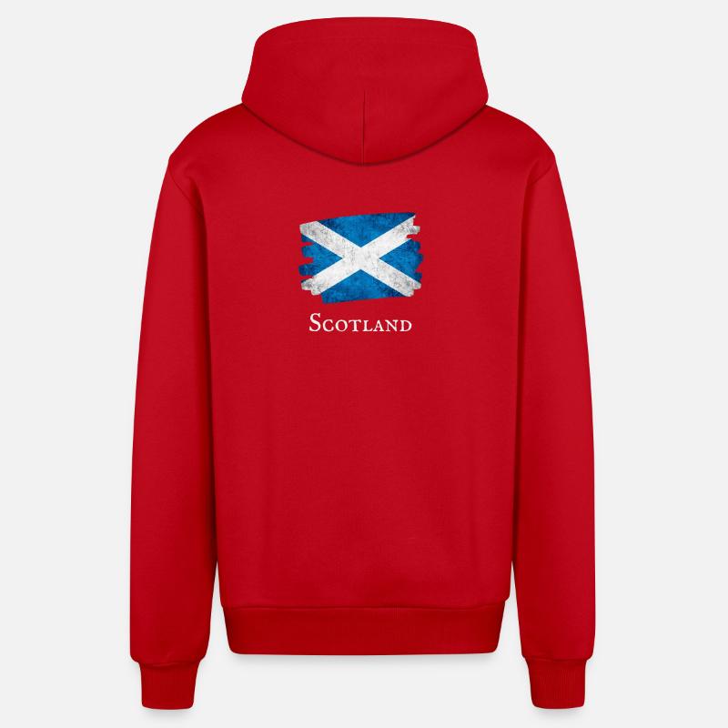 Drapeau grunge de l’Écosse - Veste à capuche bio décontractée fabriquée en UE - rouge