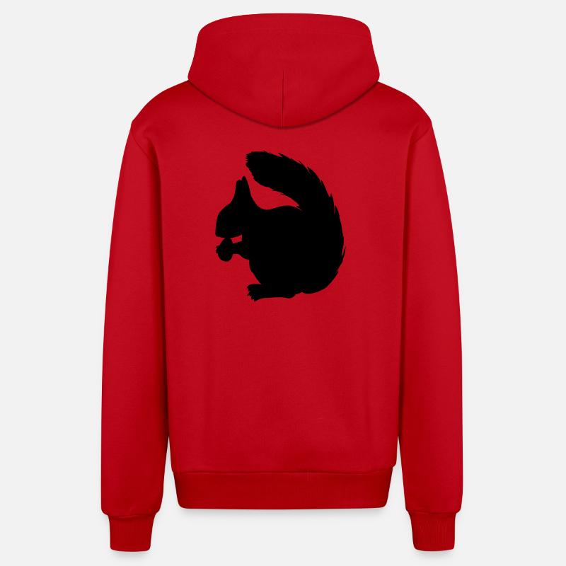 Eichhörnchen mit Nussschattenfigur - Organic Relaxed Kapuzenjacke Made in EU - Rot