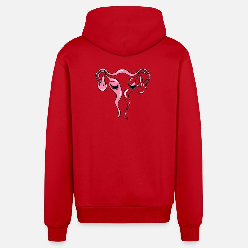 Eierstöcke / Gebärmutter mit Lashes - Organic Relaxed Kapuzenjacke Made in EU - Rot