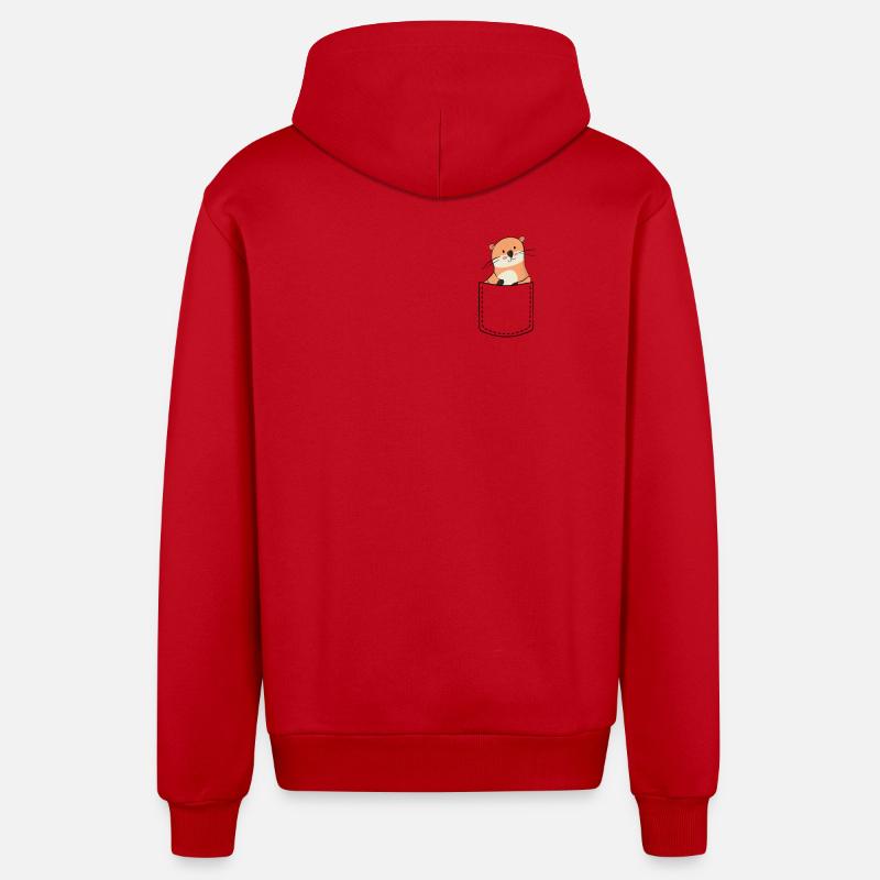 Loutres - Veste à capuche bio décontractée fabriquée en UE - rouge