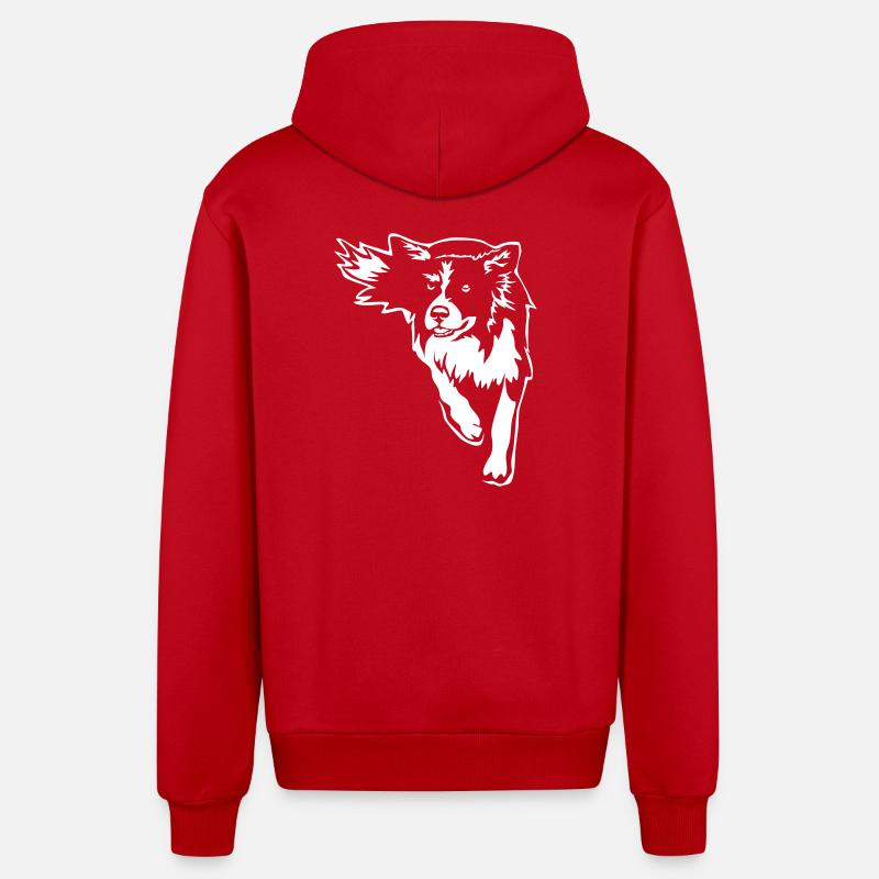Border Collie «Black Edition» - Veste à capuche bio décontractée fabriquée en UE - rouge