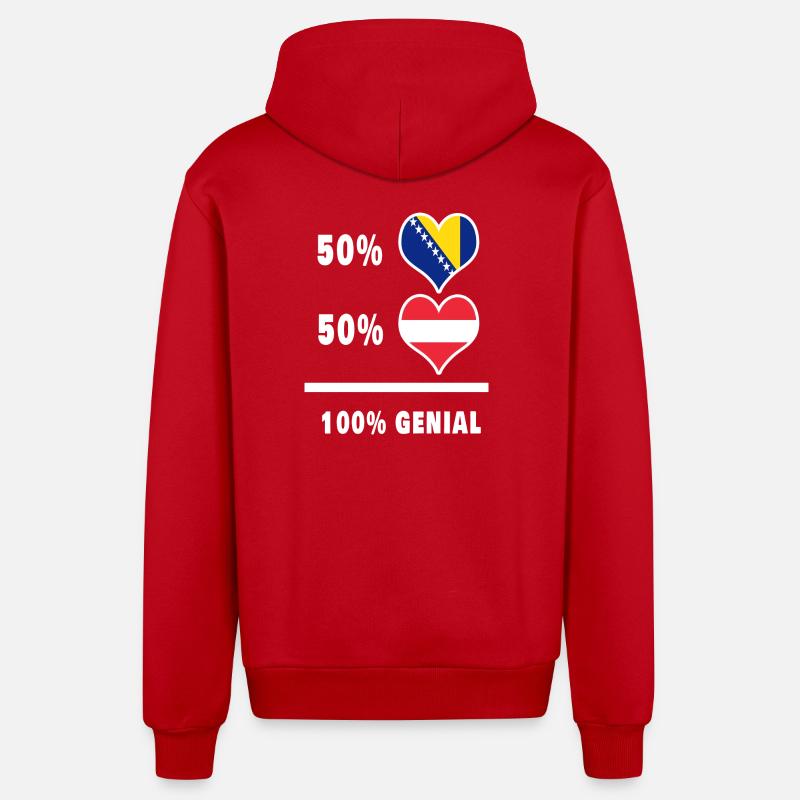 Bosnie et Autriche Genial / Gift - Veste à capuche bio décontractée fabriquée en UE - rouge
