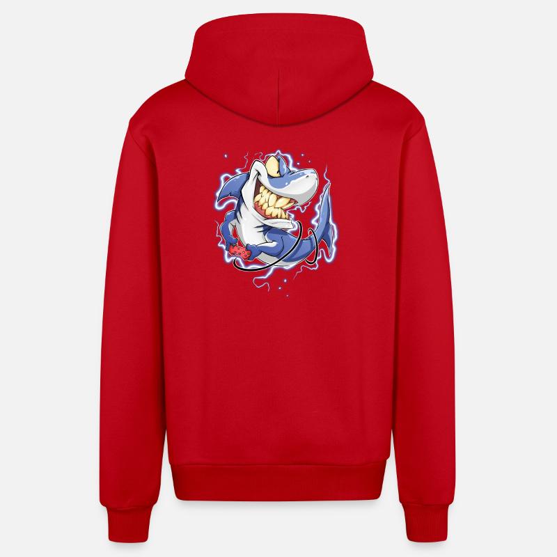 Requin - Veste à capuche bio décontractée fabriquée en UE - rouge