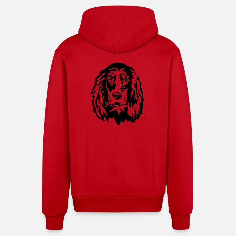 Gordon Setter Kopf - Veste à capuche bio décontractée fabriquée en UE - rouge