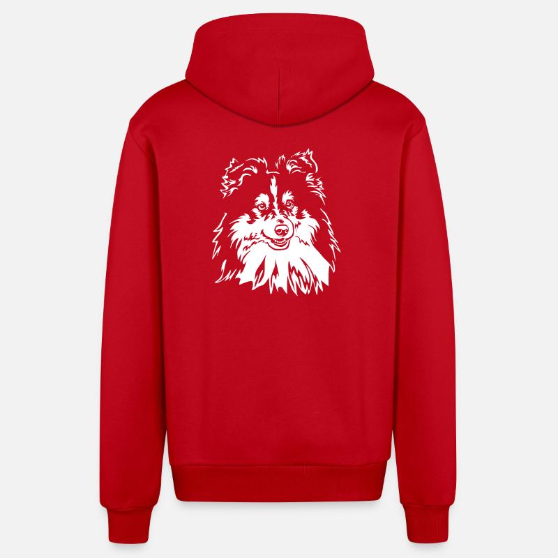 Sheltie Tête « Black Edtion » - Veste à capuche bio décontractée fabriquée en UE - rouge