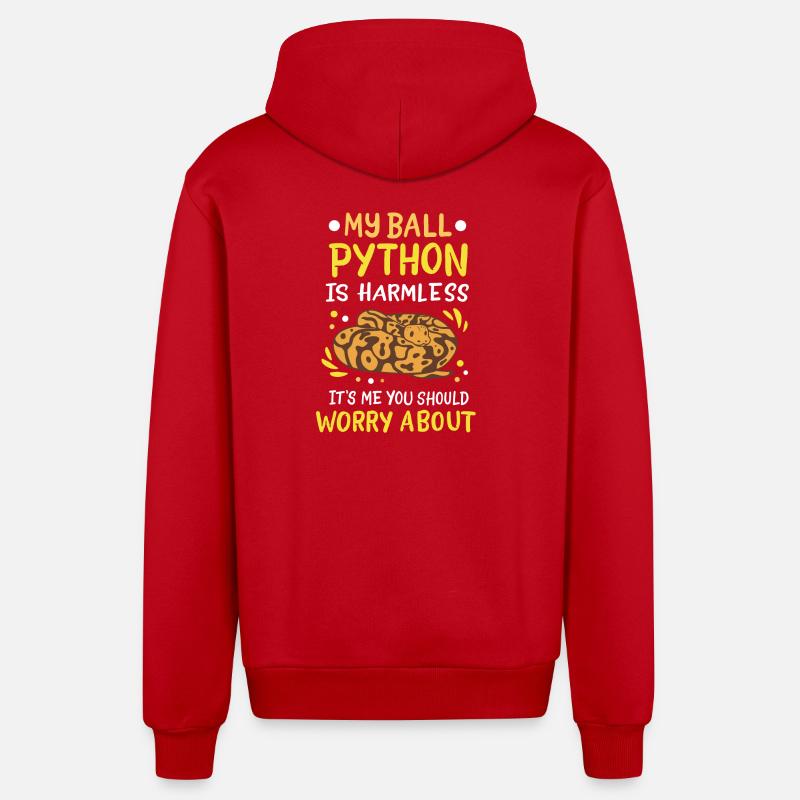 Ball Python - Organic Relaxed Hooded Jacket Made in EU - red