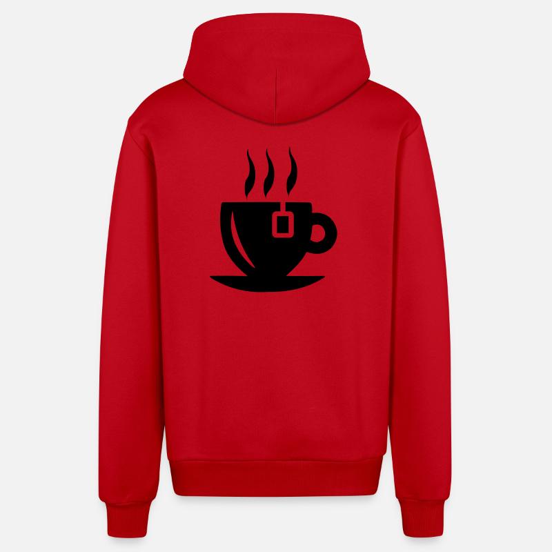 Teetasse mit Teebeutel - Organic Relaxed Kapuzenjacke Made in EU - Rot