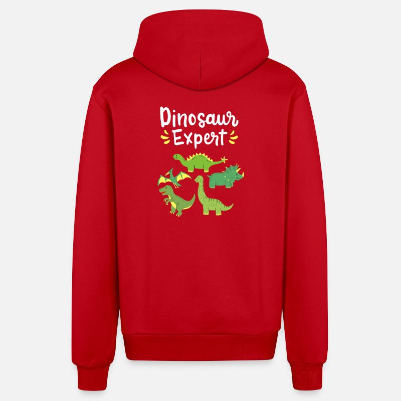 Paleontologist Dinosaurs - Organic Relaxed Hooded Jacket Made in EU - red