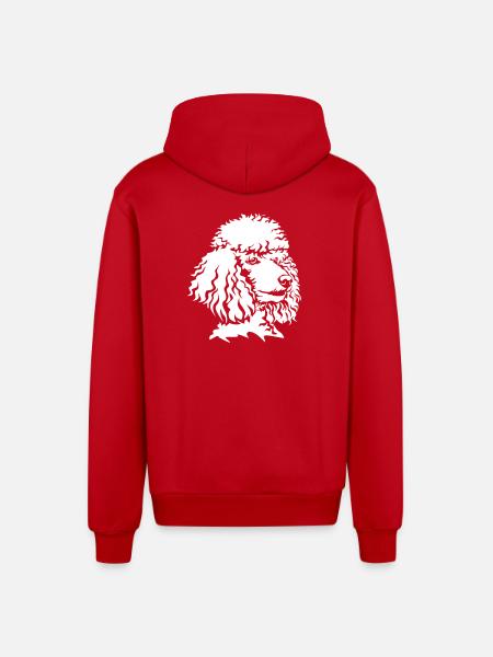 Poodle head "Black Edition" - Organic Relaxed Hooded Jacket Made in EU - red