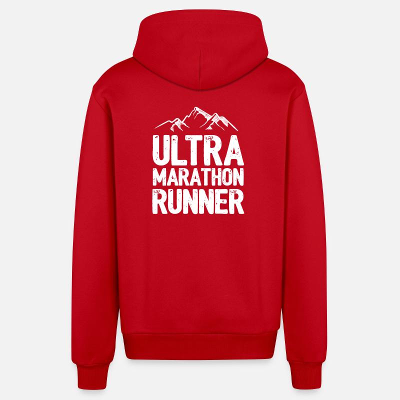 Coureur d’ultra marathon - Veste à capuche bio décontractée fabriquée en UE - rouge