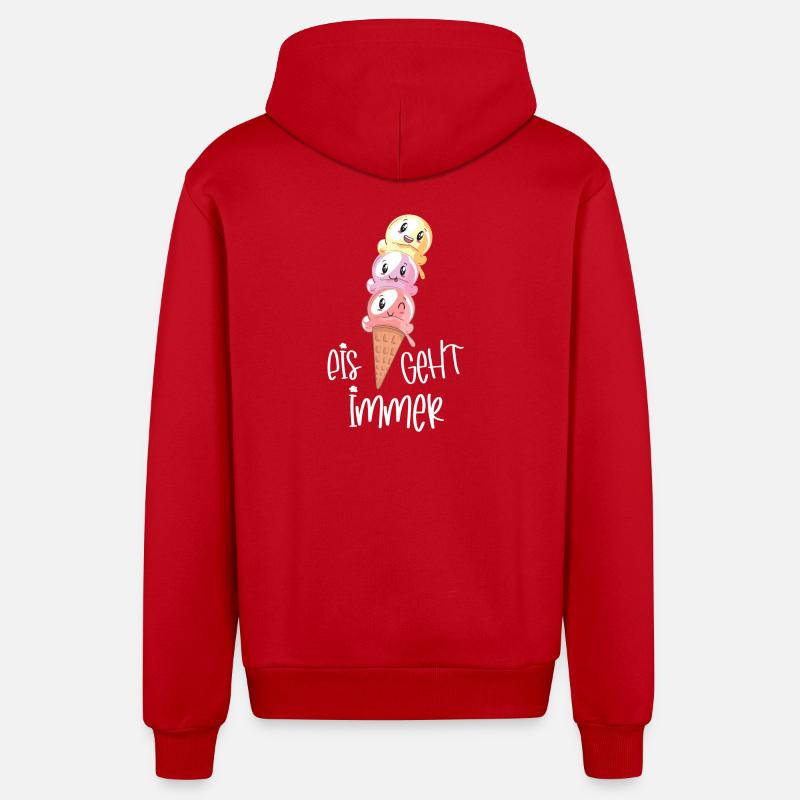Eiscreme Lover Kawaii "Eis geht immer" - Organic Relaxed Kapuzenjacke Made in EU - Rot