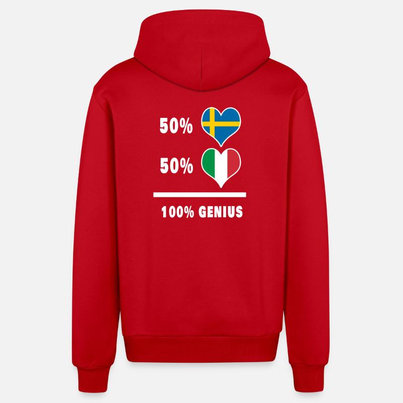Italie et Suède Génie / present - Veste à capuche bio décontractée fabriquée en UE - rouge