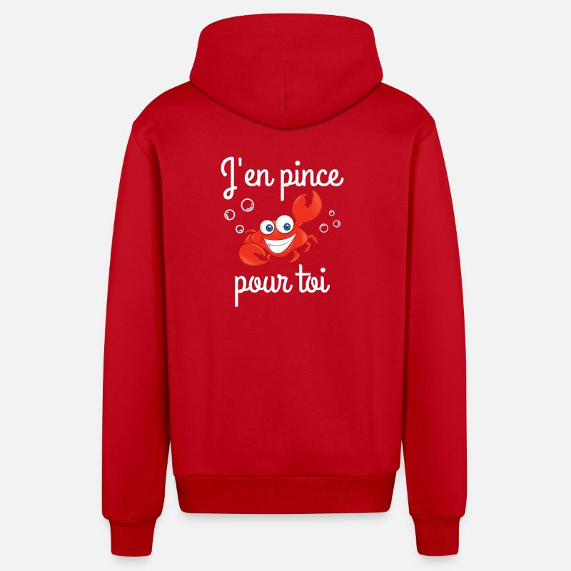 j'en pince pour toi, déclaration d'amour - Veste à capuche bio décontractée fabriquée en UE - rouge