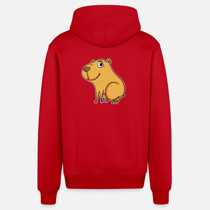 Capybara Wasserschwein - Veste à capuche bio décontractée fabriquée en UE - rouge