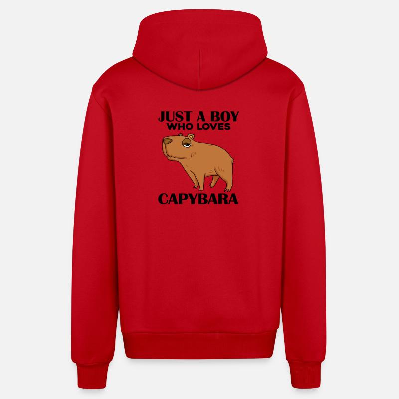 Capybara Junge - Organic Relaxed Kapuzenjacke Made in EU - Rot