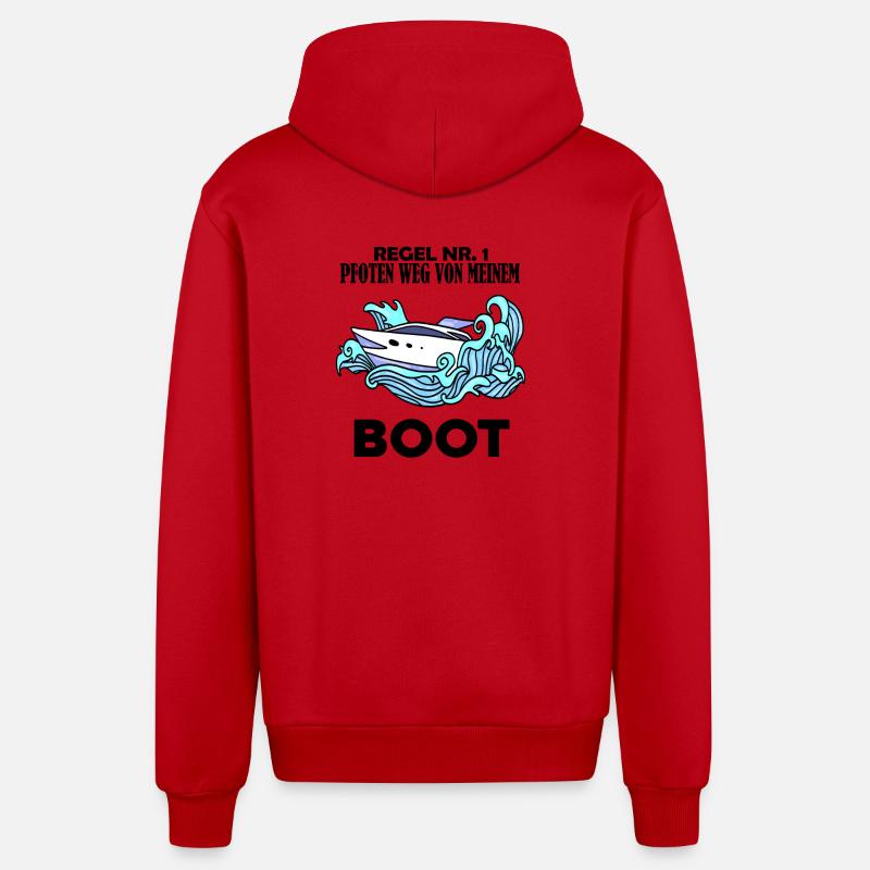Motorboot Kapitän Boot Boote Seefahrt - Organic Relaxed Kapuzenjacke Made in EU - Rot
