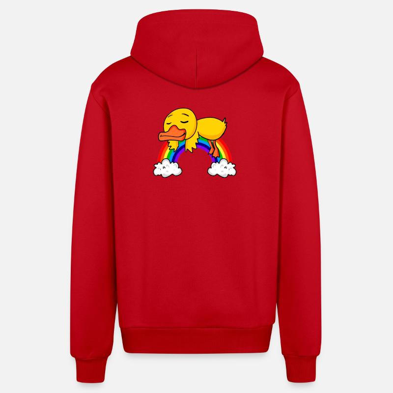 Canard arc-en-ciel - Veste à capuche bio décontractée fabriquée en UE - rouge