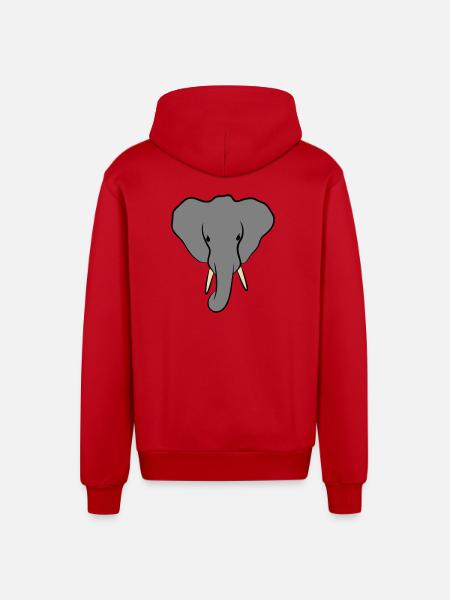 Elephant Head Minimalist - Organic Relaxed Hooded Jacket Made in EU - red