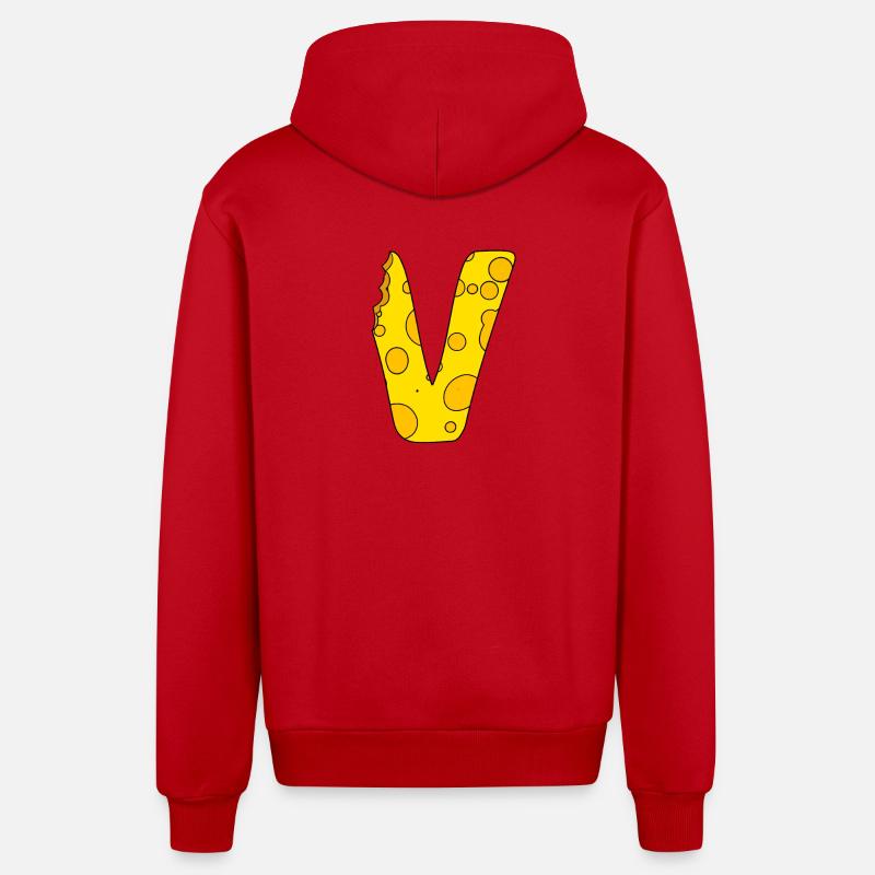 Lettre V - Veste à capuche bio décontractée fabriquée en UE - rouge