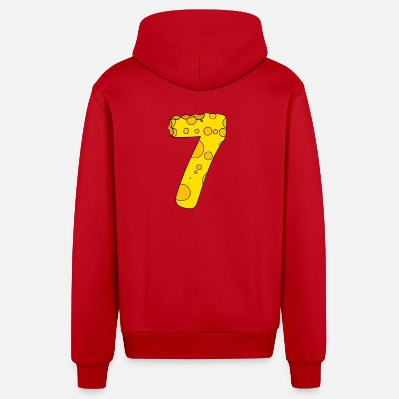 Numéro 7 Digit Cheese - Veste à capuche bio décontractée fabriquée en UE - rouge