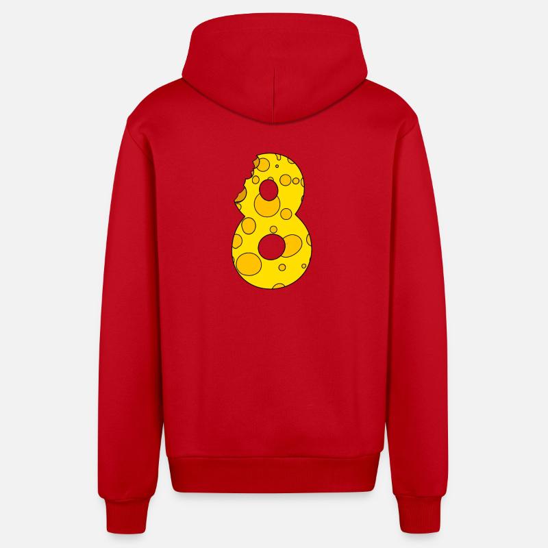 Numéro 8 Digit Cheese - Veste à capuche bio décontractée fabriquée en UE - rouge