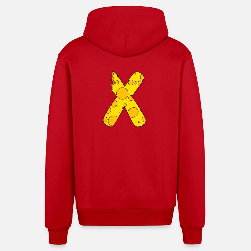 Lettre X - Veste à capuche bio décontractée fabriquée en UE - rouge