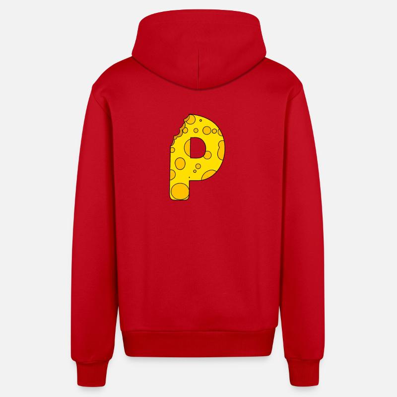 Lettre P - Veste à capuche bio décontractée fabriquée en UE - rouge