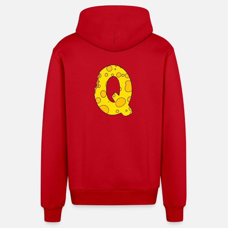 Lettre Q - Veste à capuche bio décontractée fabriquée en UE - rouge