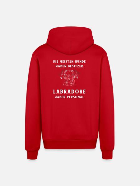Lustiges Labrador Design - Organic Relaxed Kapuzenjacke Made in EU - Rot