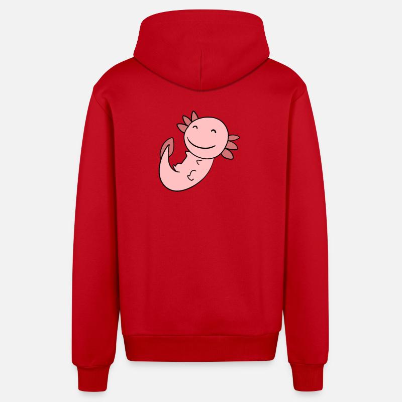 Axolotl Rose Doux - Veste à capuche bio décontractée fabriquée en UE - rouge