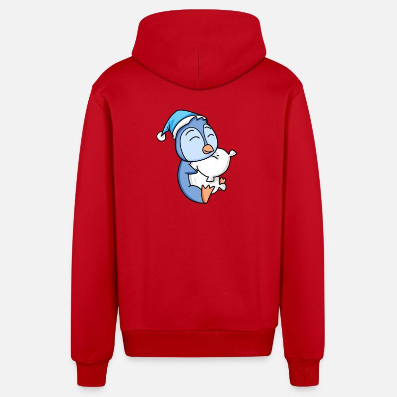 Bébé pingouin - Veste à capuche bio décontractée fabriquée en UE - rouge
