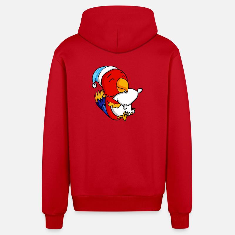 Perroquet Bébé - Veste à capuche bio décontractée fabriquée en UE - rouge