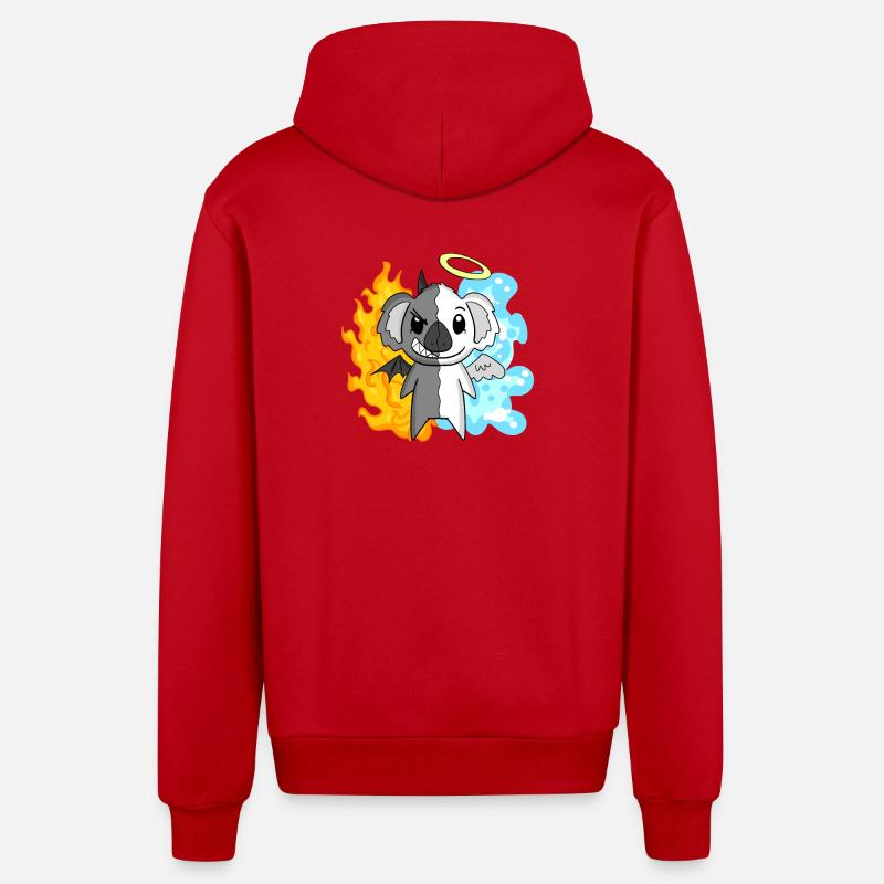 Koala - Angels and Devils - Organic Relaxed Hooded Jacket Made in EU - red