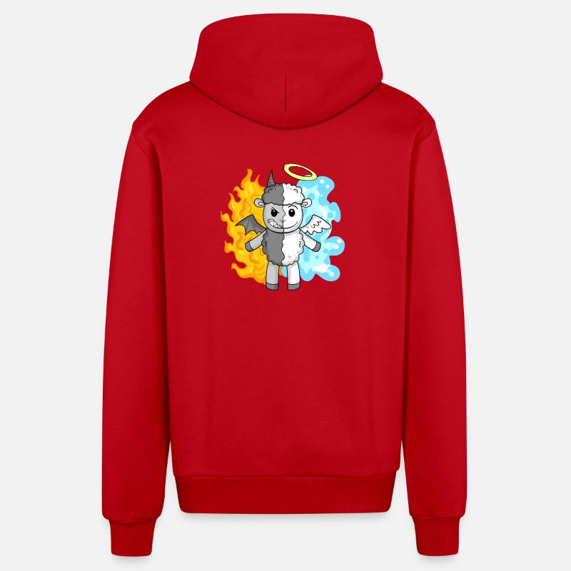 Sheep - Angels and Devils - Organic Relaxed Hooded Jacket Made in EU - red