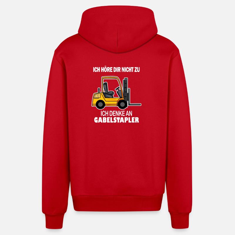 Staplerfahrer Gabelstapler Stapler - Organic Relaxed Kapuzenjacke Made in EU - Rot
