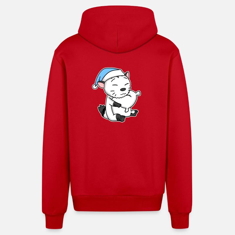 Chat race American Bobtail - Veste à capuche bio décontractée fabriquée en UE - rouge