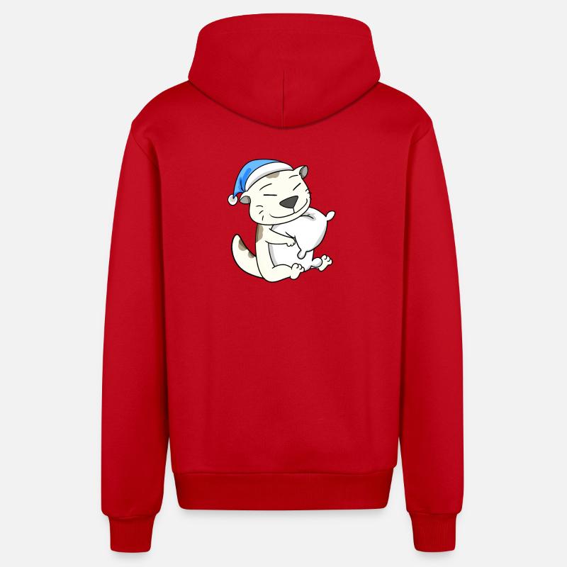 Katze Katzenrasse Devon Rex - Organic Relaxed Kapuzenjacke Made in EU - Rot