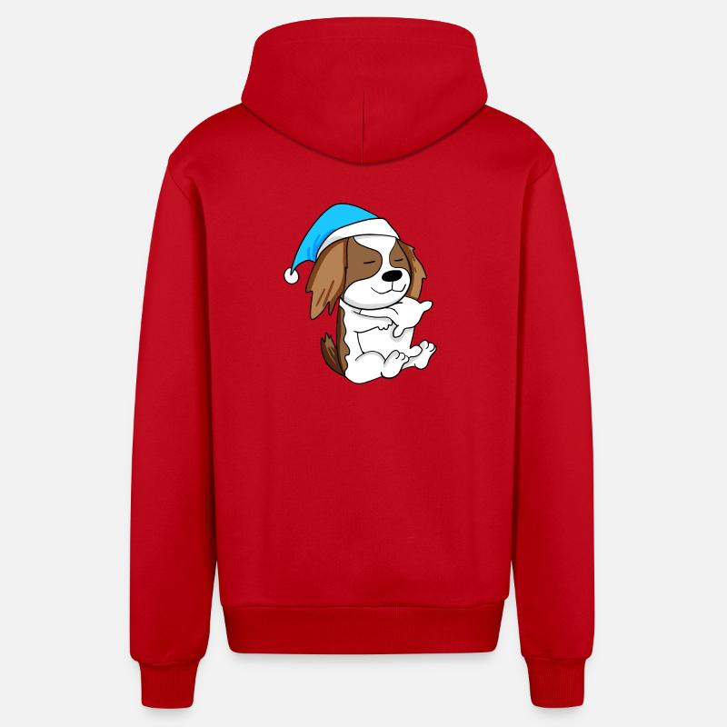 Chien de race Charles Spaniel - Veste à capuche bio décontractée fabriquée en UE - rouge