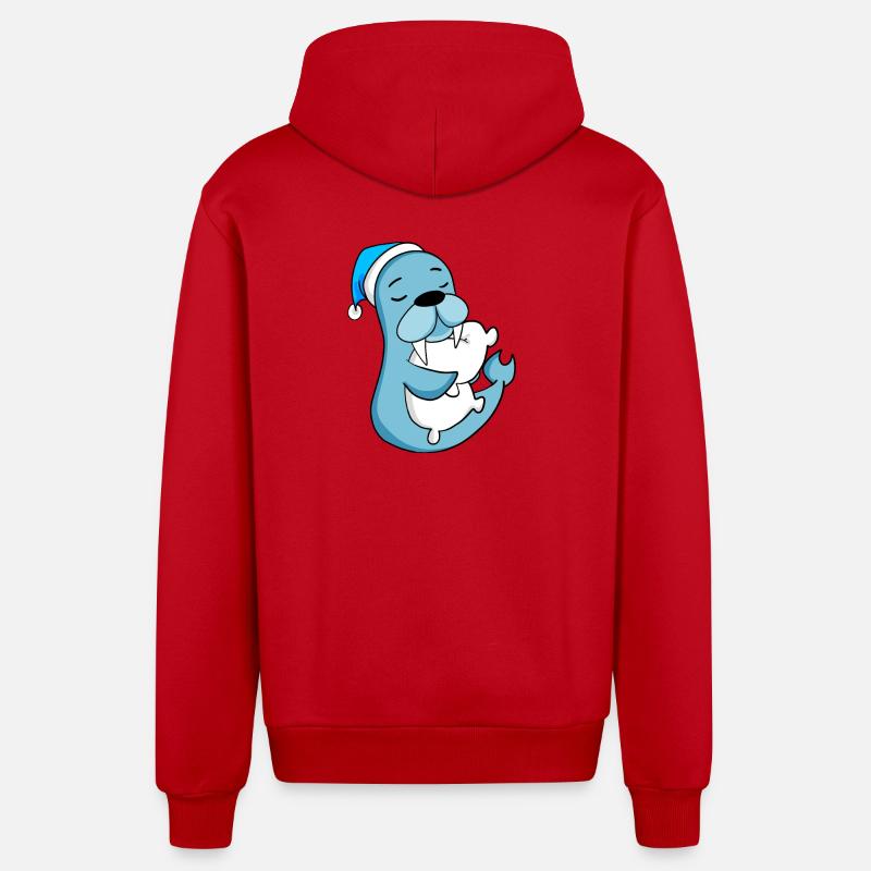 Otarie - Veste à capuche bio décontractée fabriquée en UE - rouge