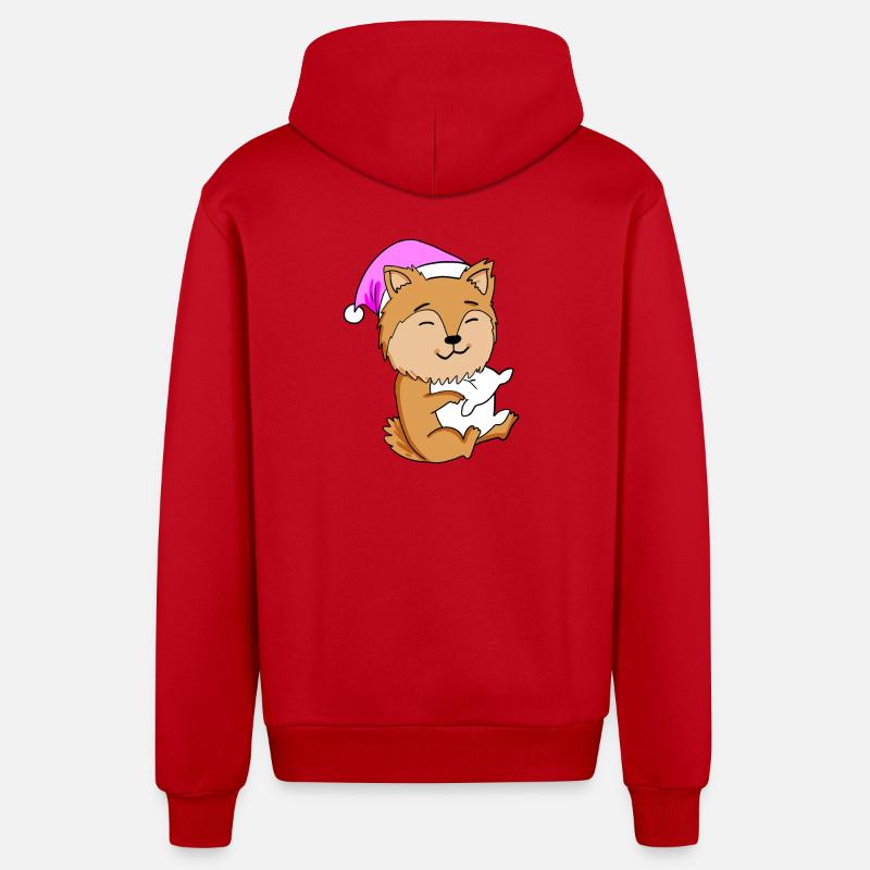 Chien de race Zwergspitz - Veste à capuche bio décontractée fabriquée en UE - rouge