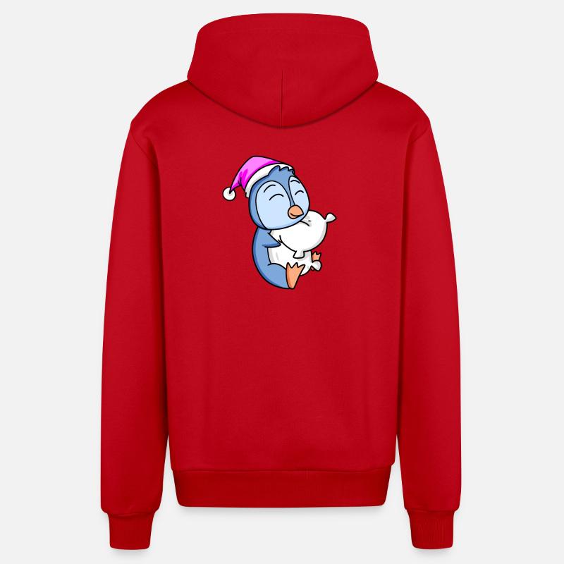 Pingouin avec oreiller - Veste à capuche bio décontractée fabriquée en UE - rouge