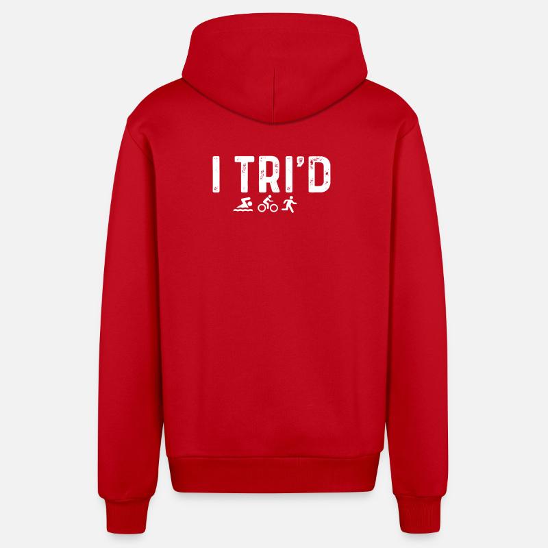 I Tri’d Triathlon - Veste à capuche bio décontractée fabriquée en UE - rouge