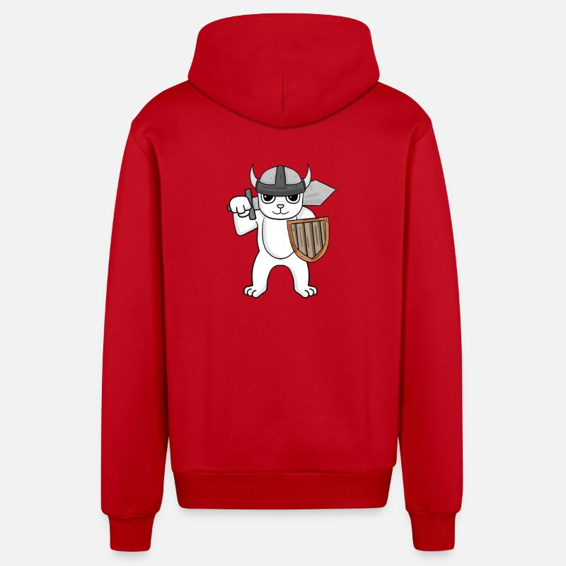 Ours Viking - Veste à capuche bio décontractée fabriquée en UE - rouge