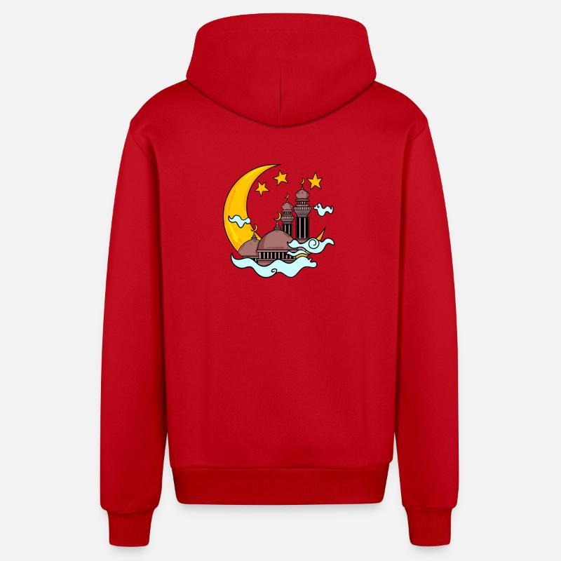 Moschee mit Halbmond - Organic Relaxed Kapuzenjacke Made in EU - Rot
