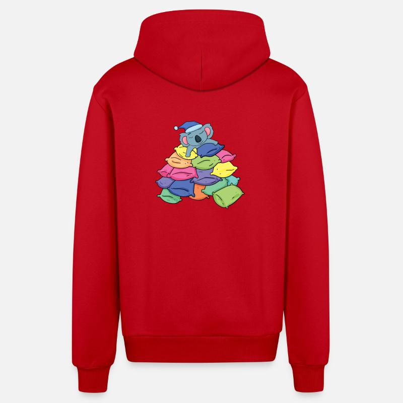 Koala et oreillers - Veste à capuche bio décontractée fabriquée en UE - rouge