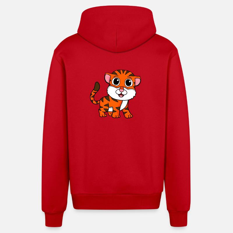 Tigre - Veste à capuche bio décontractée fabriquée en UE - rouge