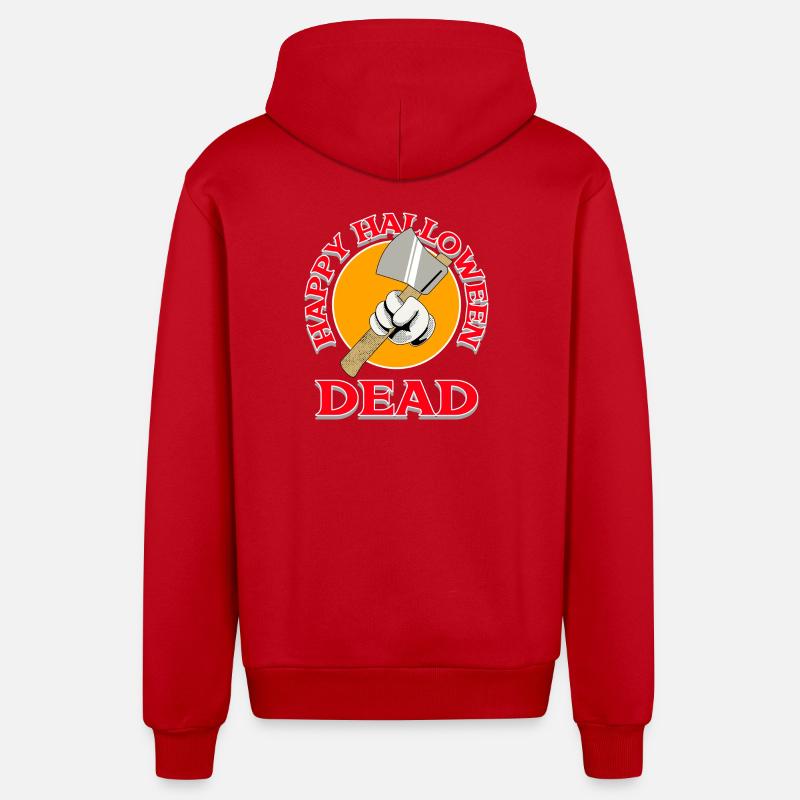 Halloween Axe with Dead Design - Organic Relaxed Hooded Jacket Made in EU - red