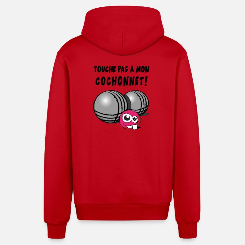 touche pas a mon cochonnet - Veste à capuche bio décontractée fabriquée en UE - rouge